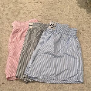 Women's Striped Pajama Shorts - Pink, Black, and Blue